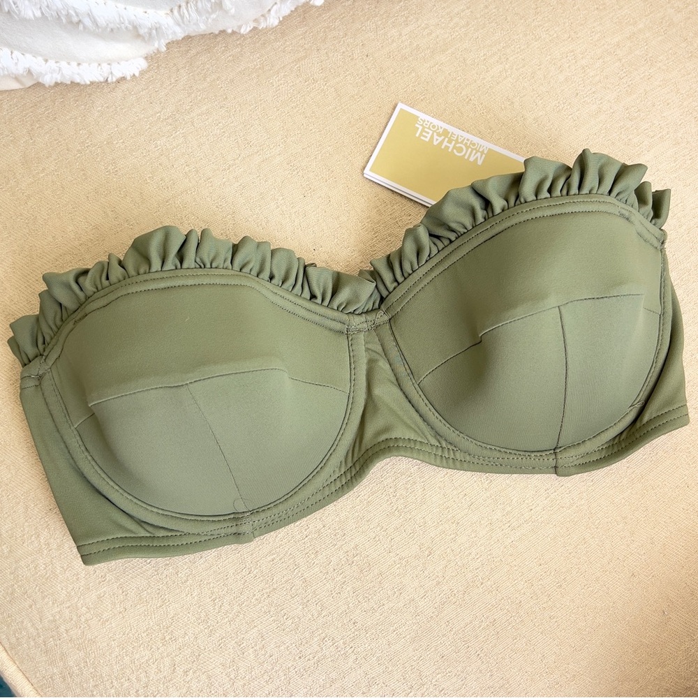 MICHAEL KORS Bikini ruffle top Army green